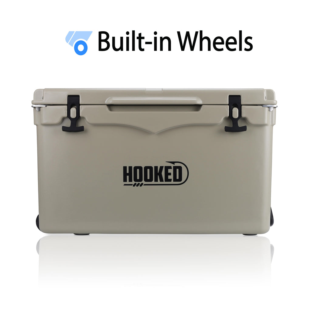 Main front image of Hooked 75 tan cooler.