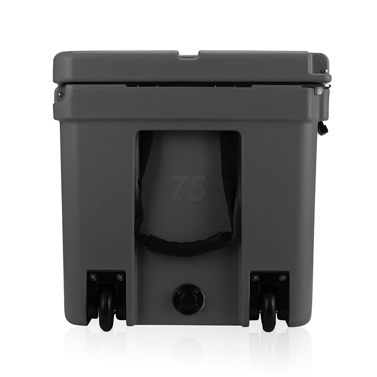 side image showing wheels of Slate Gray cooler.