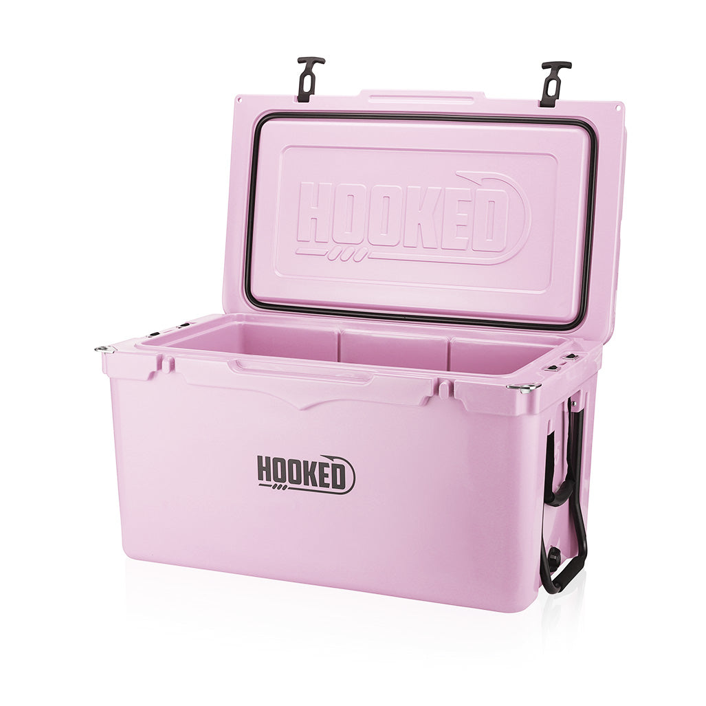 Front / Side image of open Pink cooler.
