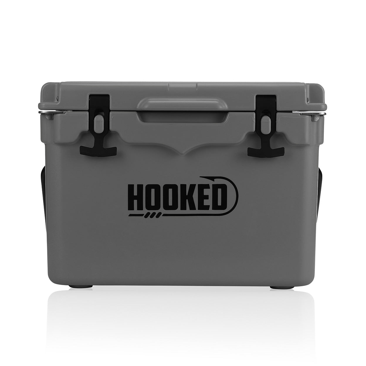 Front image of Slate Gray cooler.
Handle is down.