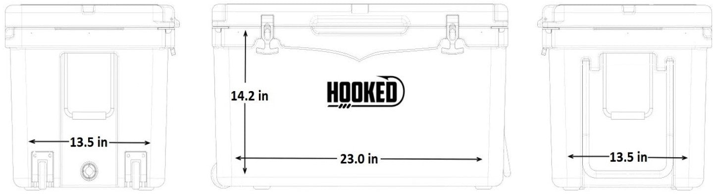 Side by side image of cooler internal dimension 