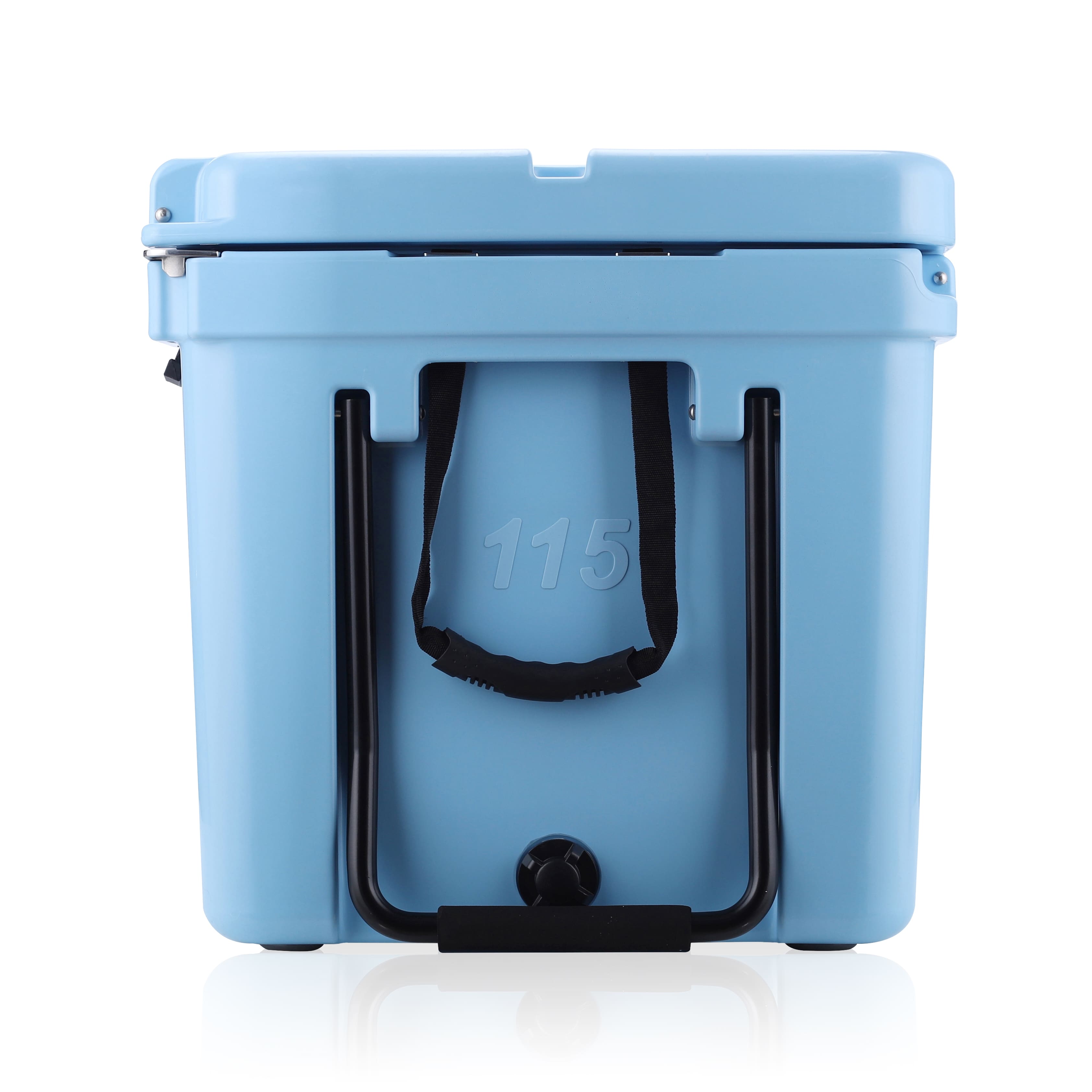 side image of Carolina Blue cooler.
