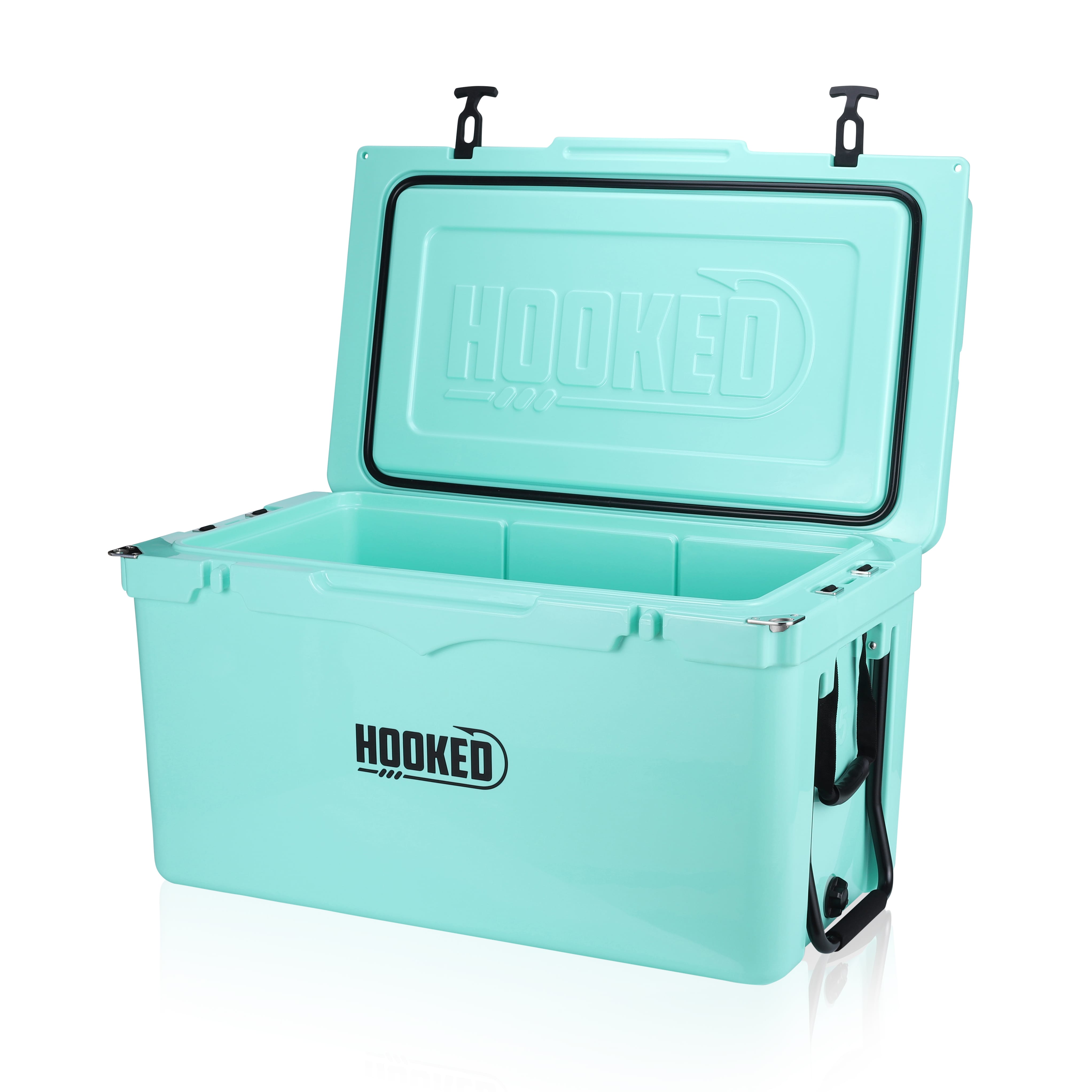 Front / Side image of open Seafoam cooler.