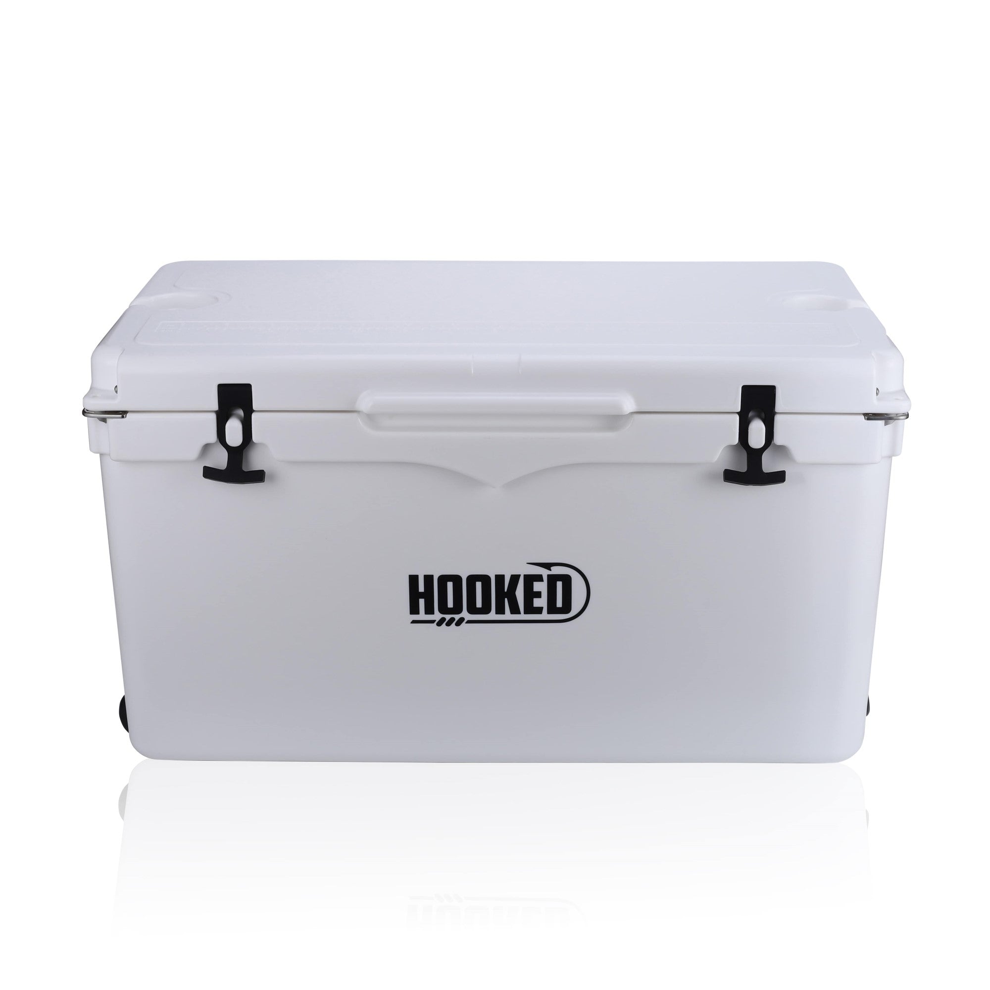 top front image of closed White cooler.
