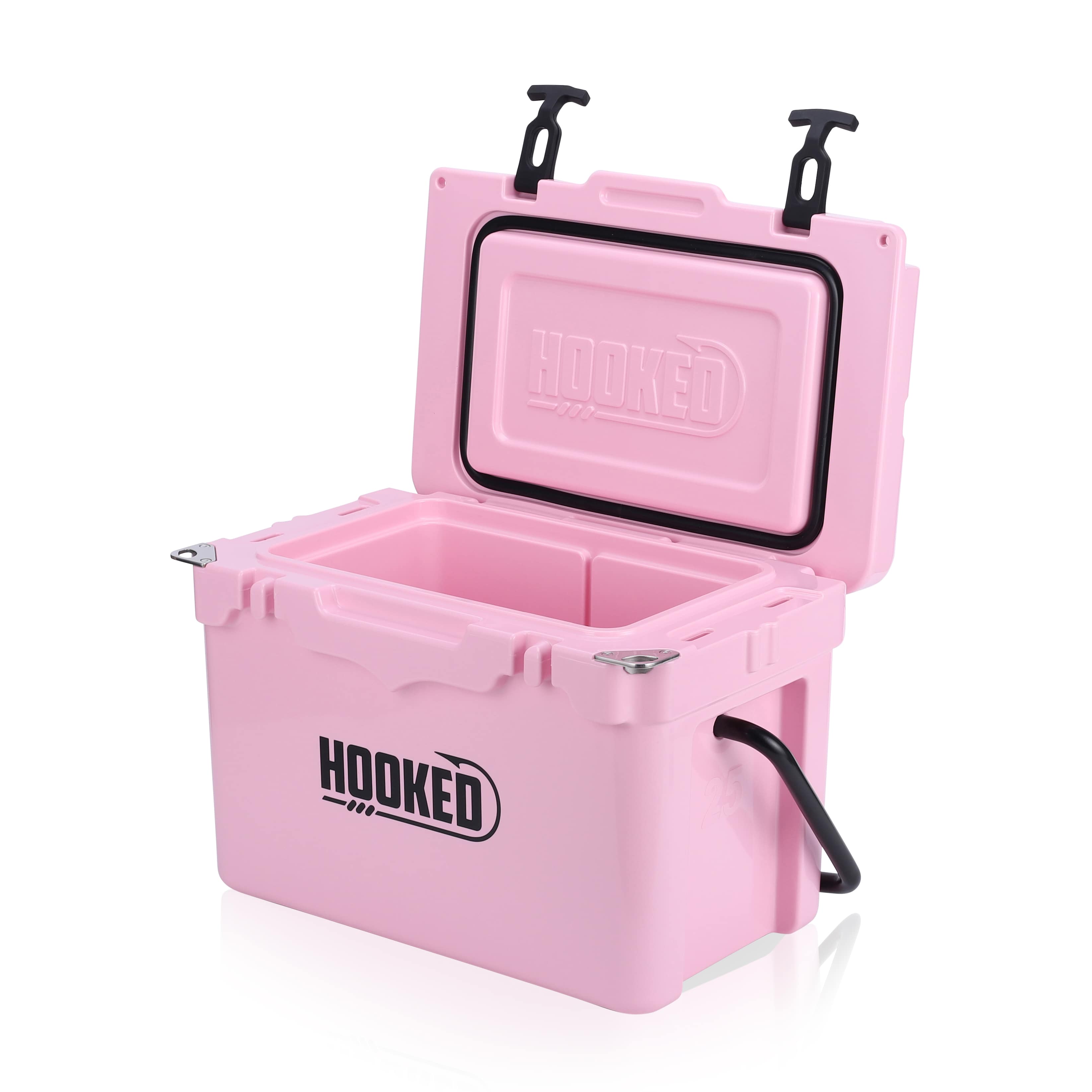 Front / Side image of open Pink cooler.
