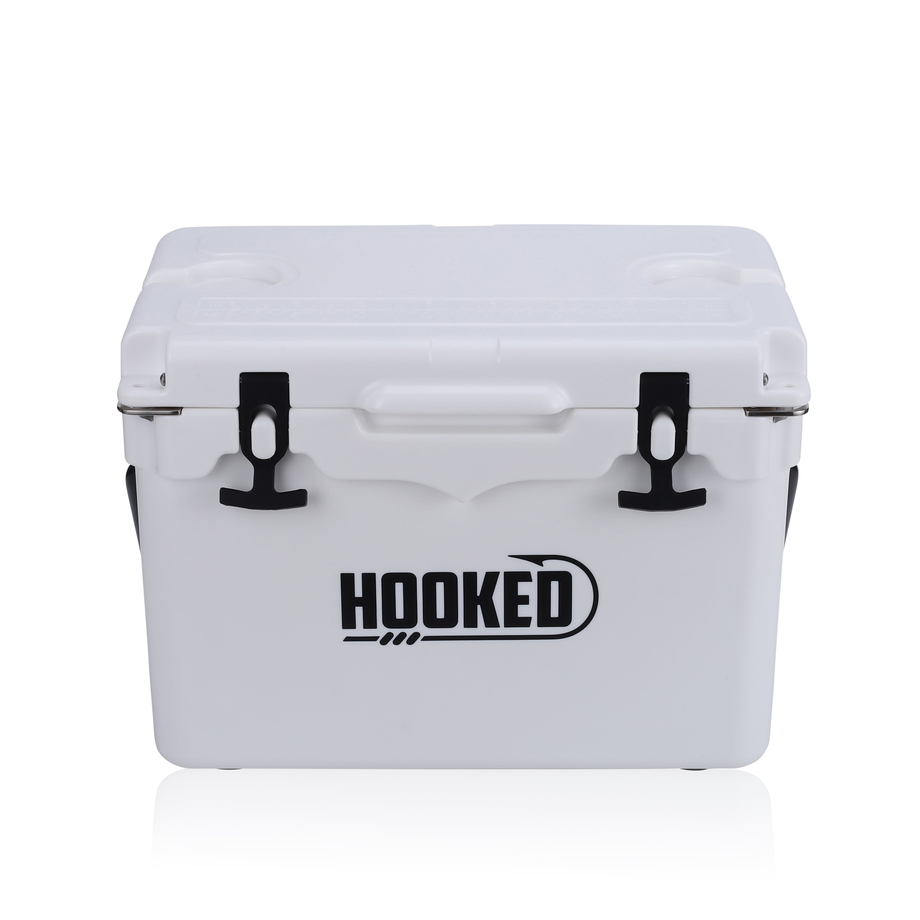 top front image of closed White cooler.
