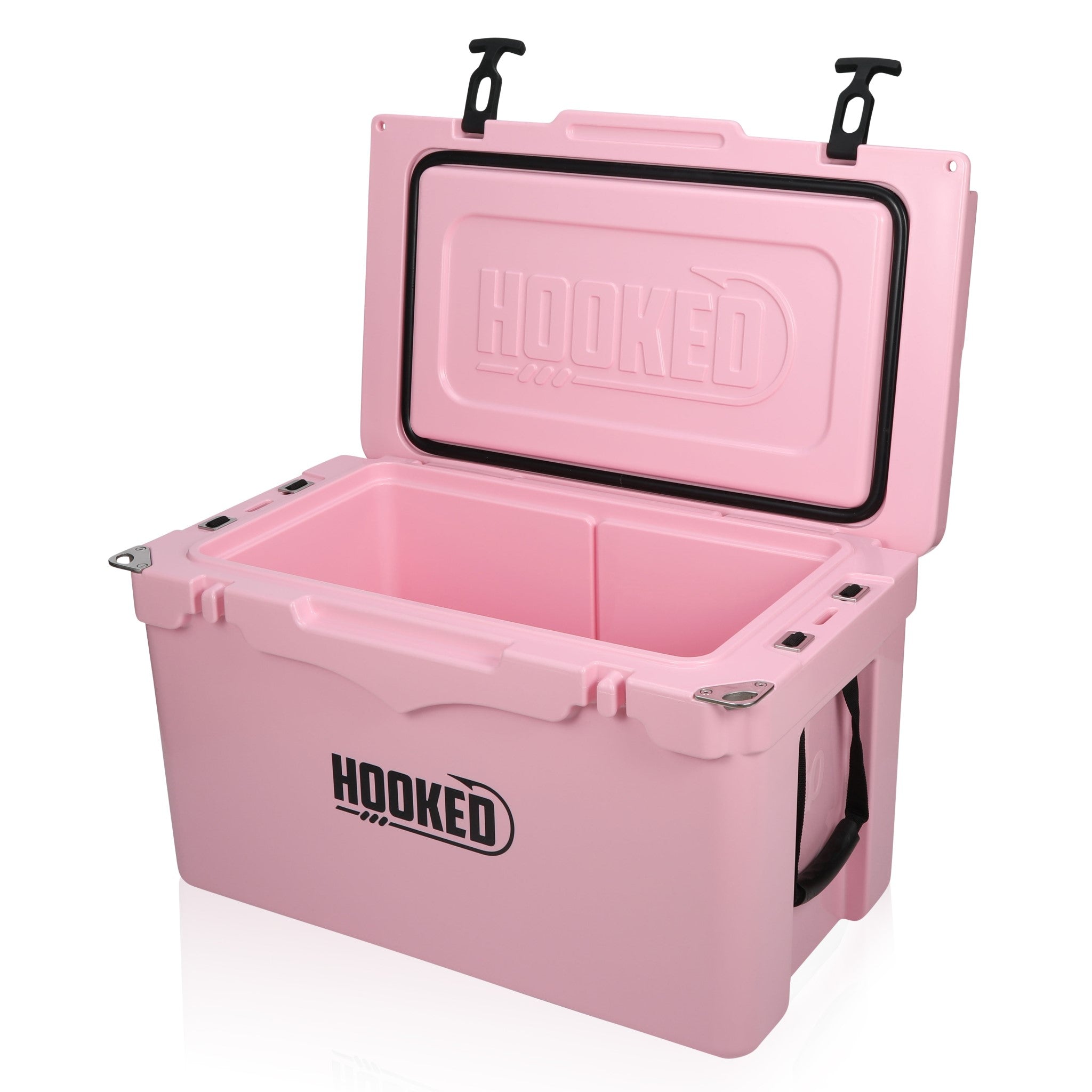 Front / Side image of open Pink cooler.
