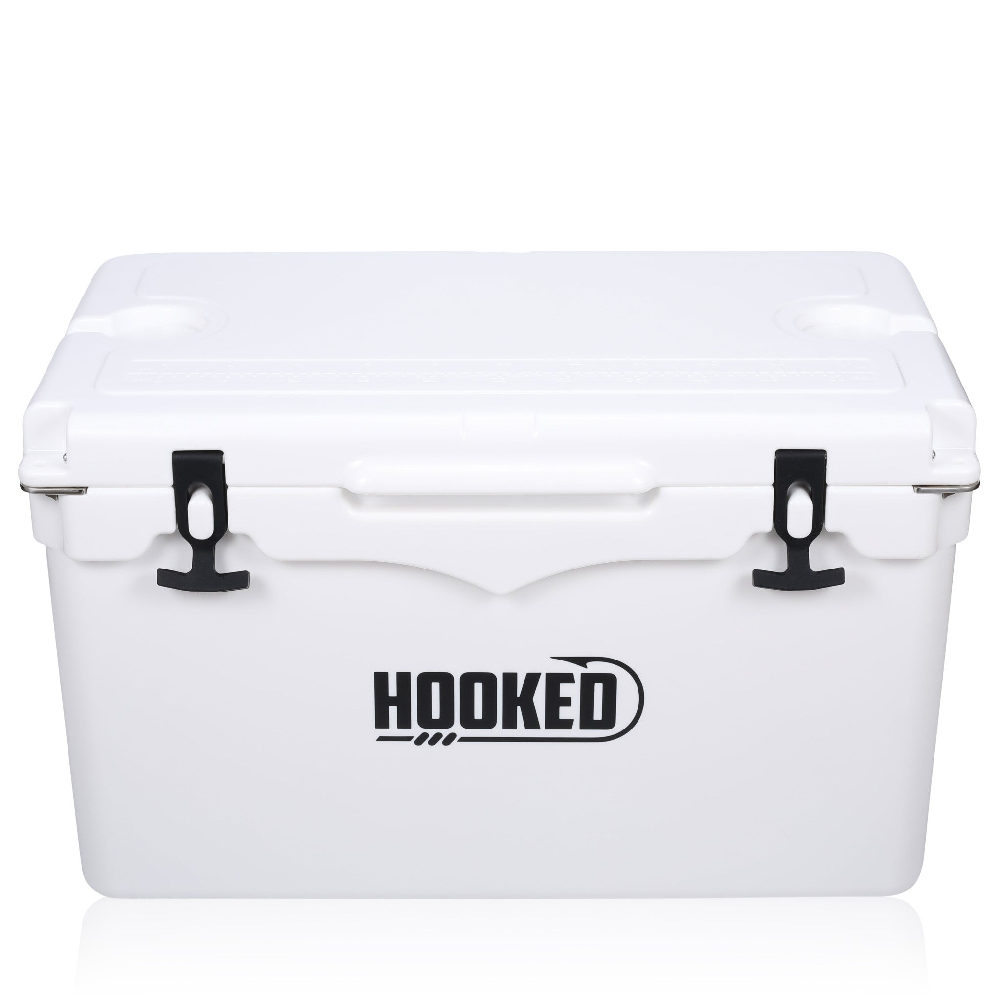 top front image of closed White cooler.
