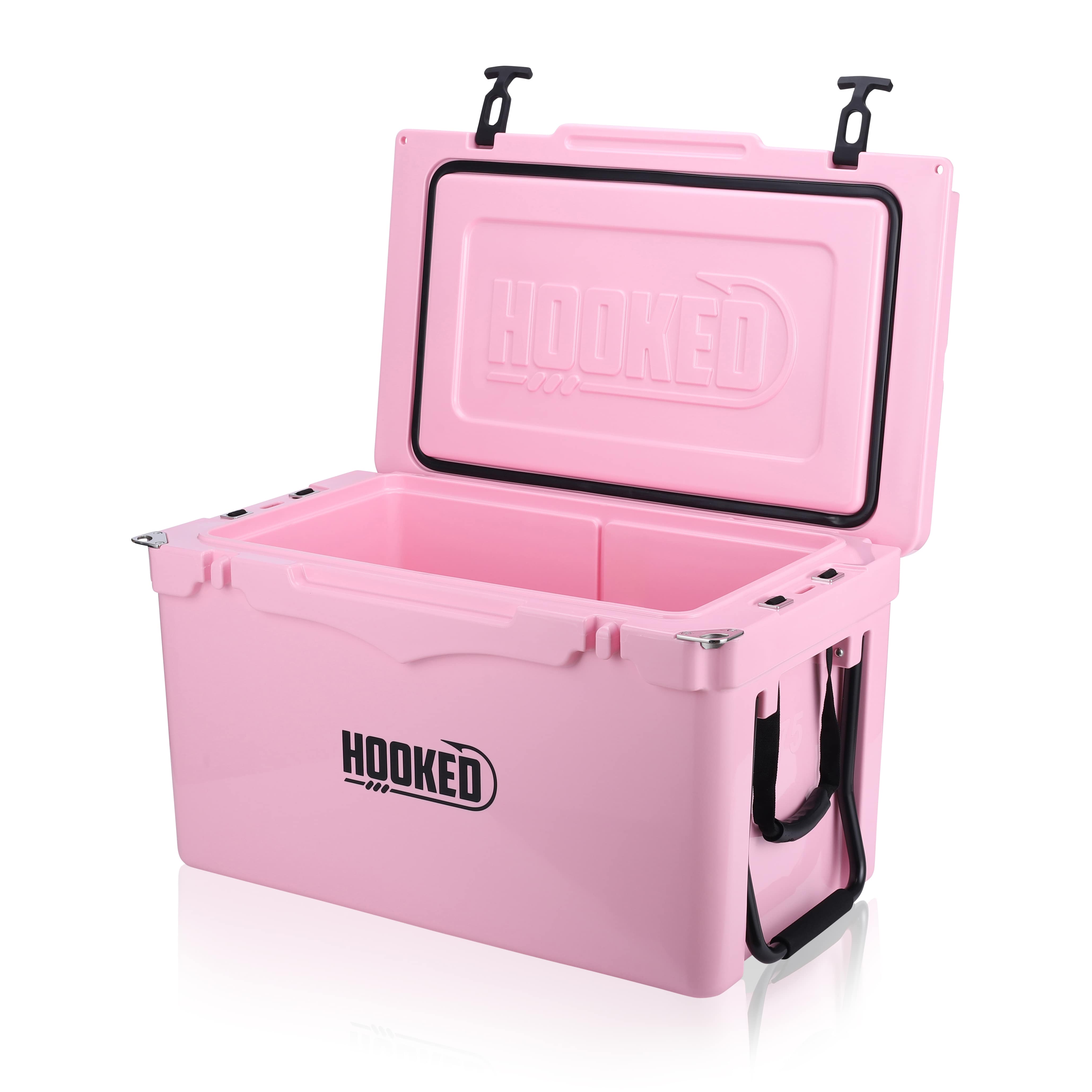 Front / Side image of open Pink cooler.
