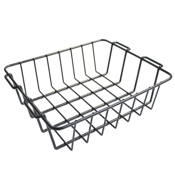 Black metal wire basket.